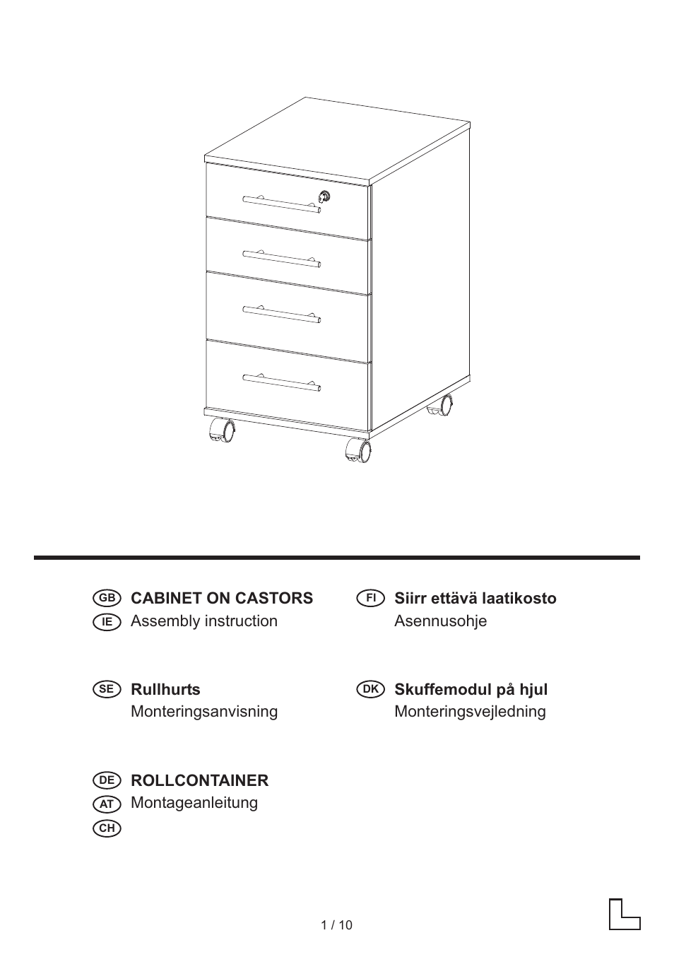 United Office Drawer Cabinet User Manual | 10 pages