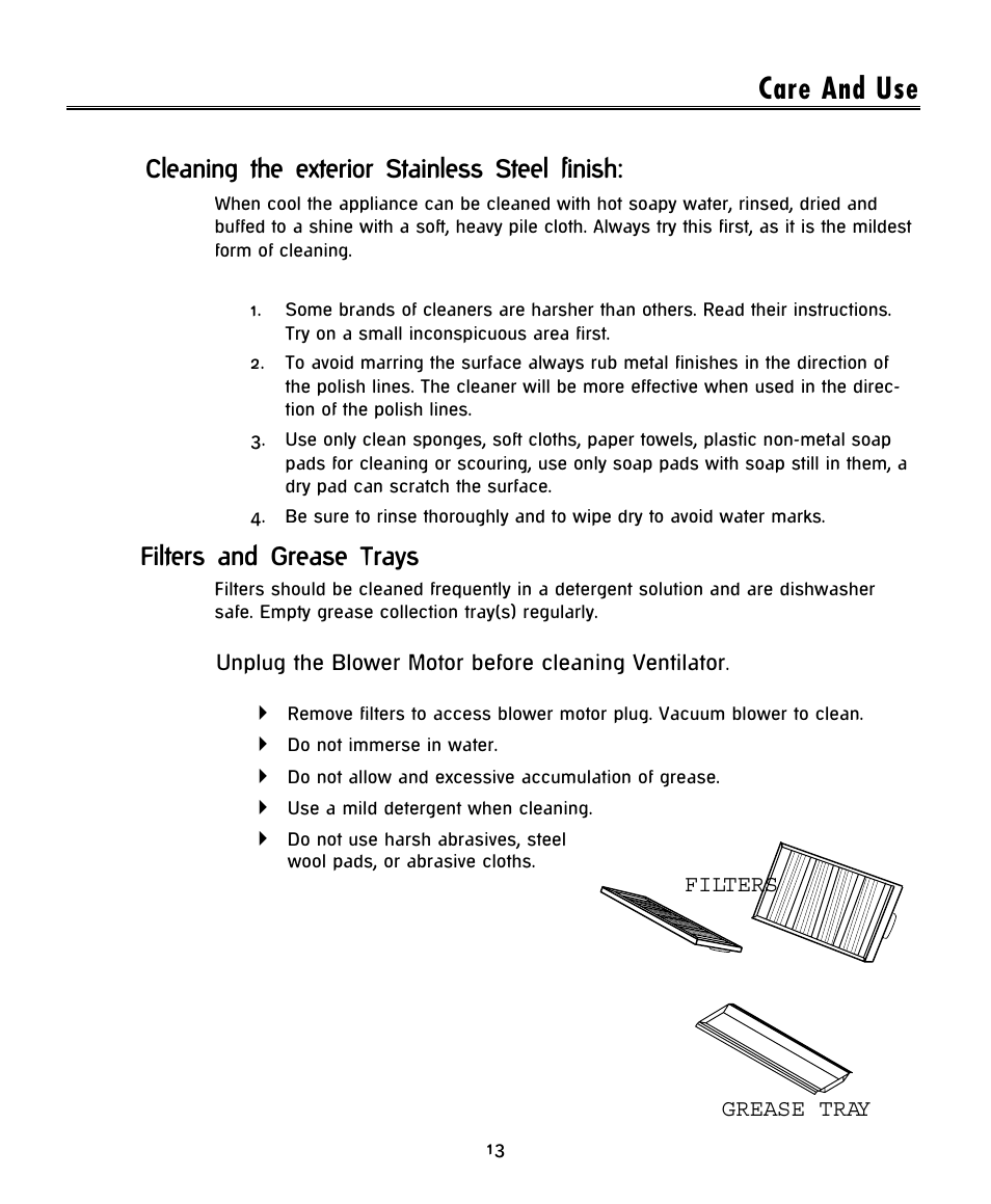 Care and use | DCS -IVH-48 User Manual | Page 15 / 20