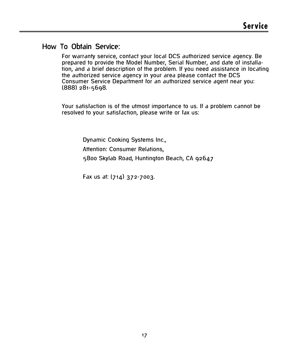 Service | DCS -IVH-48 User Manual | Page 19 / 20
