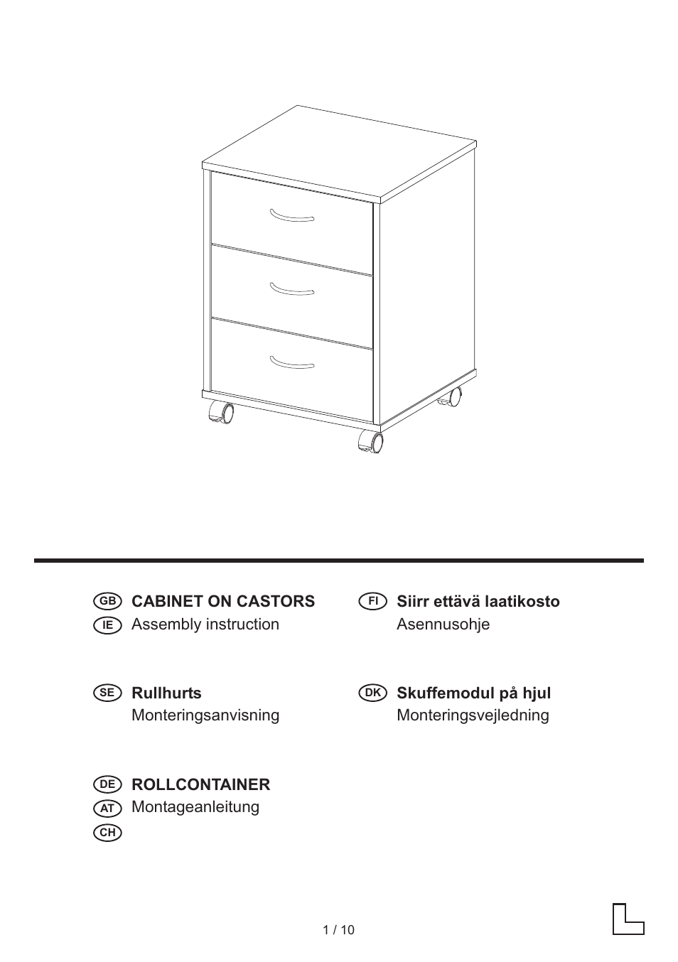 United Office Drawer Cabinet User Manual | 10 pages