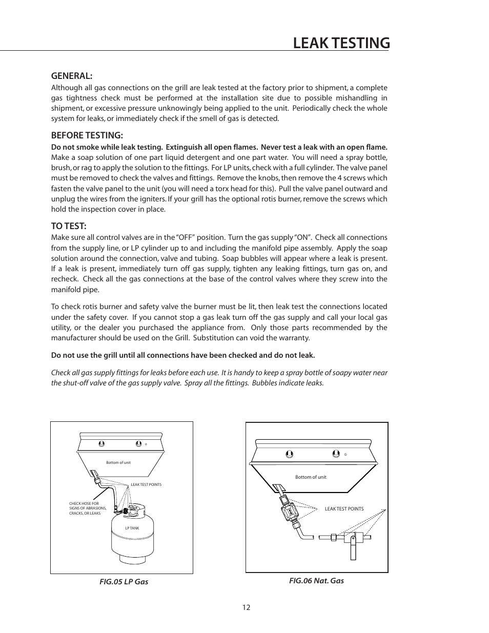 Leak testing, General, Before testing | DCS BGA26-BQ User Manual | Page 13 / 30