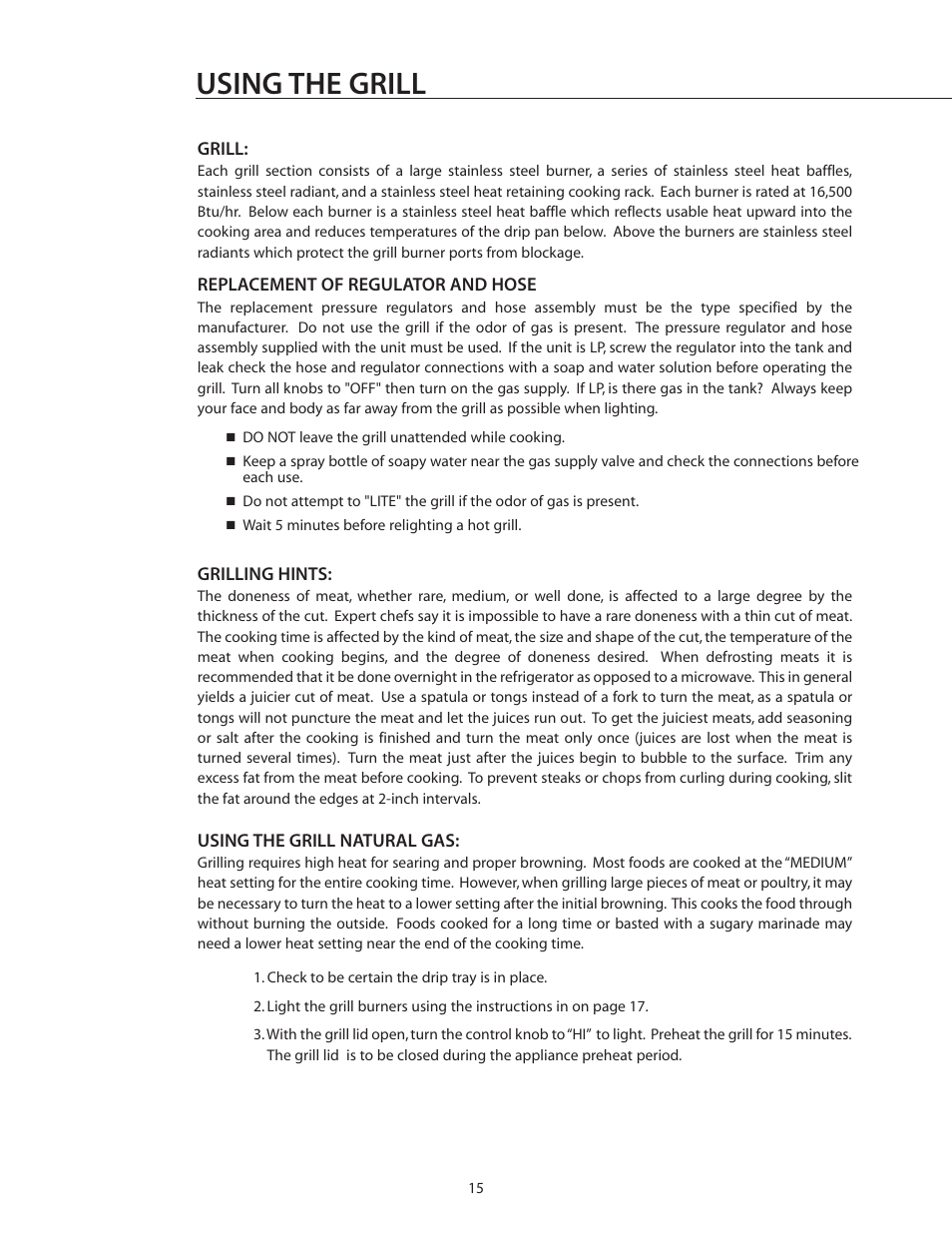 Using the grill | DCS BGA26-BQ User Manual | Page 16 / 30