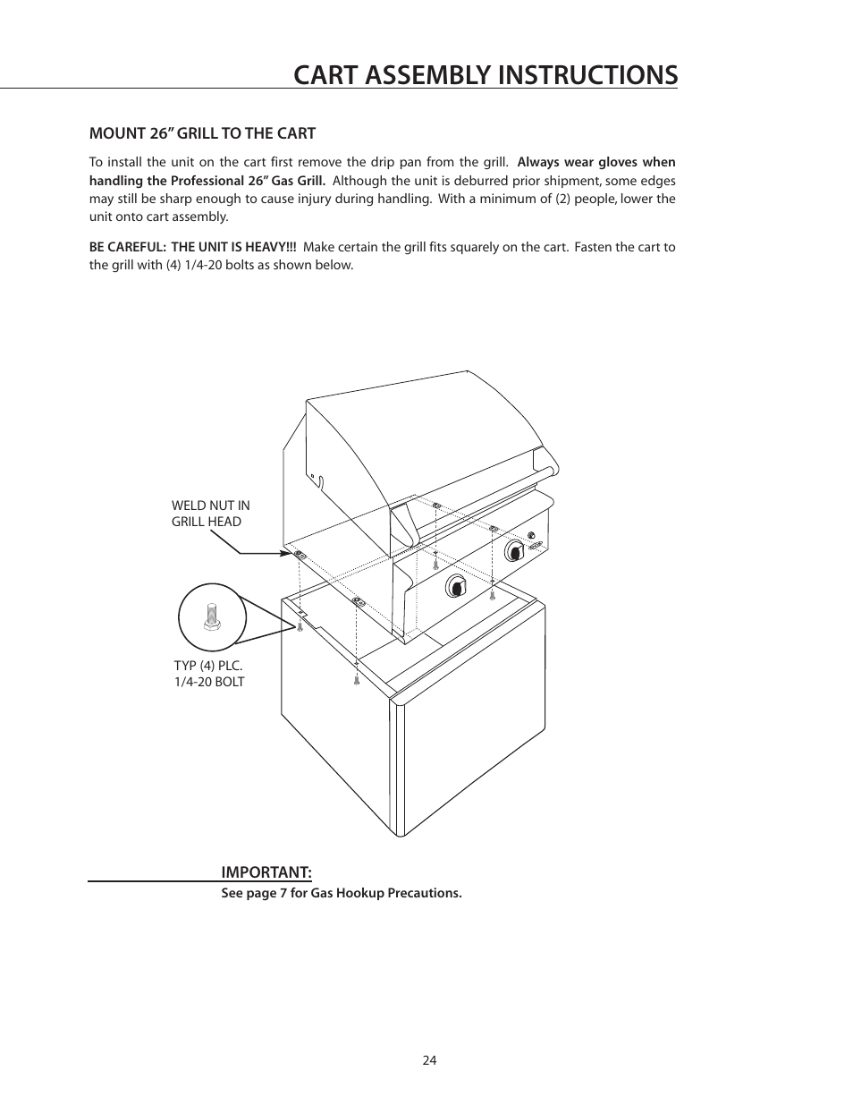 Cart assembly instructions | DCS BGA26-BQ User Manual | Page 25 / 30