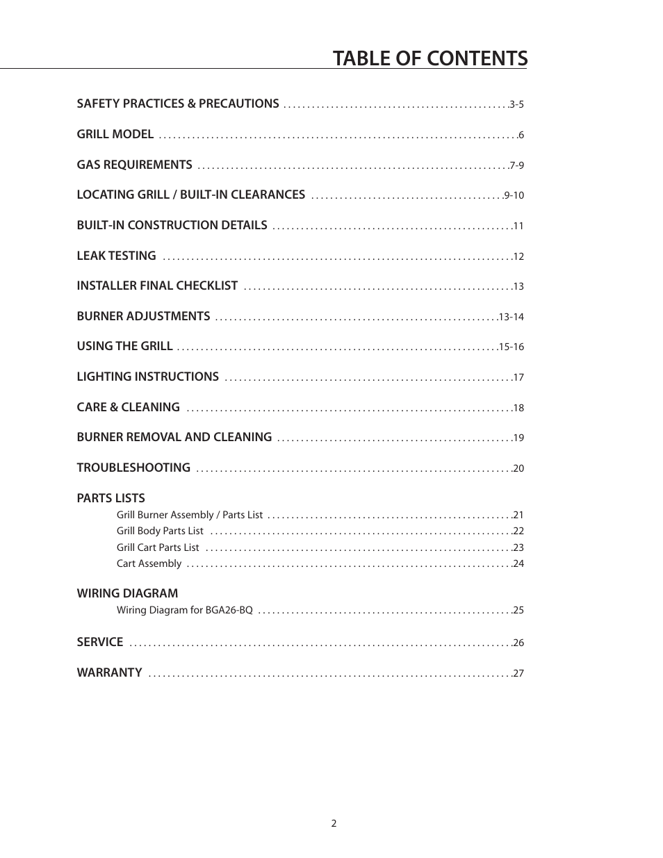 DCS BGA26-BQ User Manual | Page 3 / 30