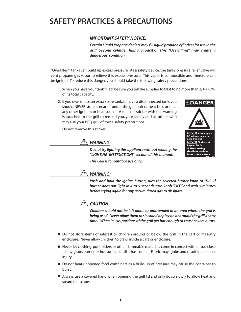 Safety practices & precautions | DCS BGA26-BQ User Manual | Page 4 / 30