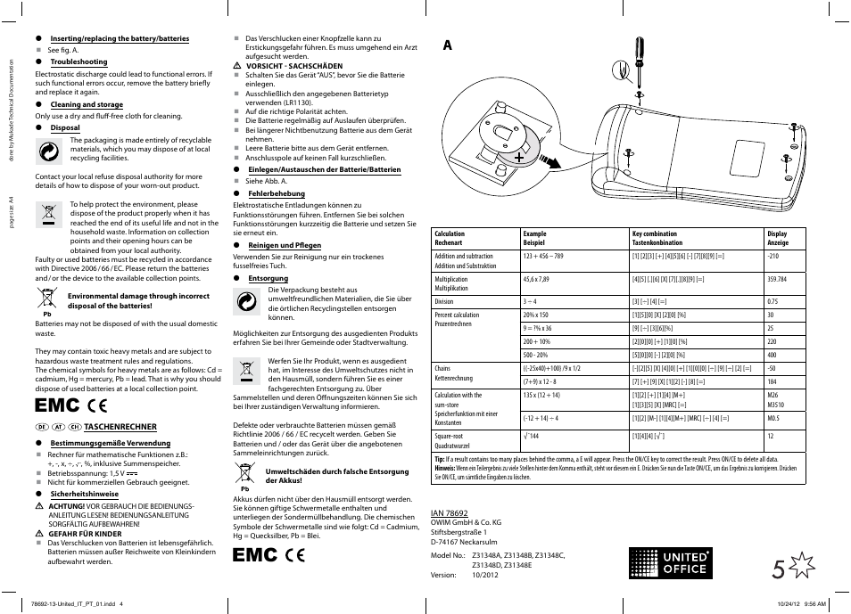 United Office Z31348A, Z31348B, Z31348C, Z31348D, Z31348E User Manual | Page 2 / 2