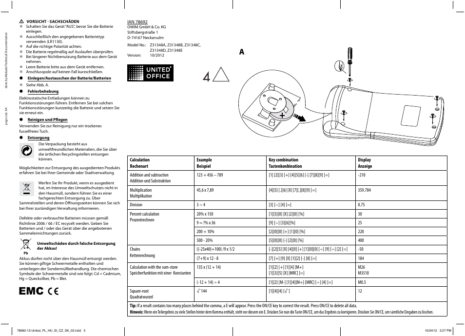 United Office Z31348A, Z31348B, Z31348C, Z31348D, Z31348E User Manual | Page 3 / 3