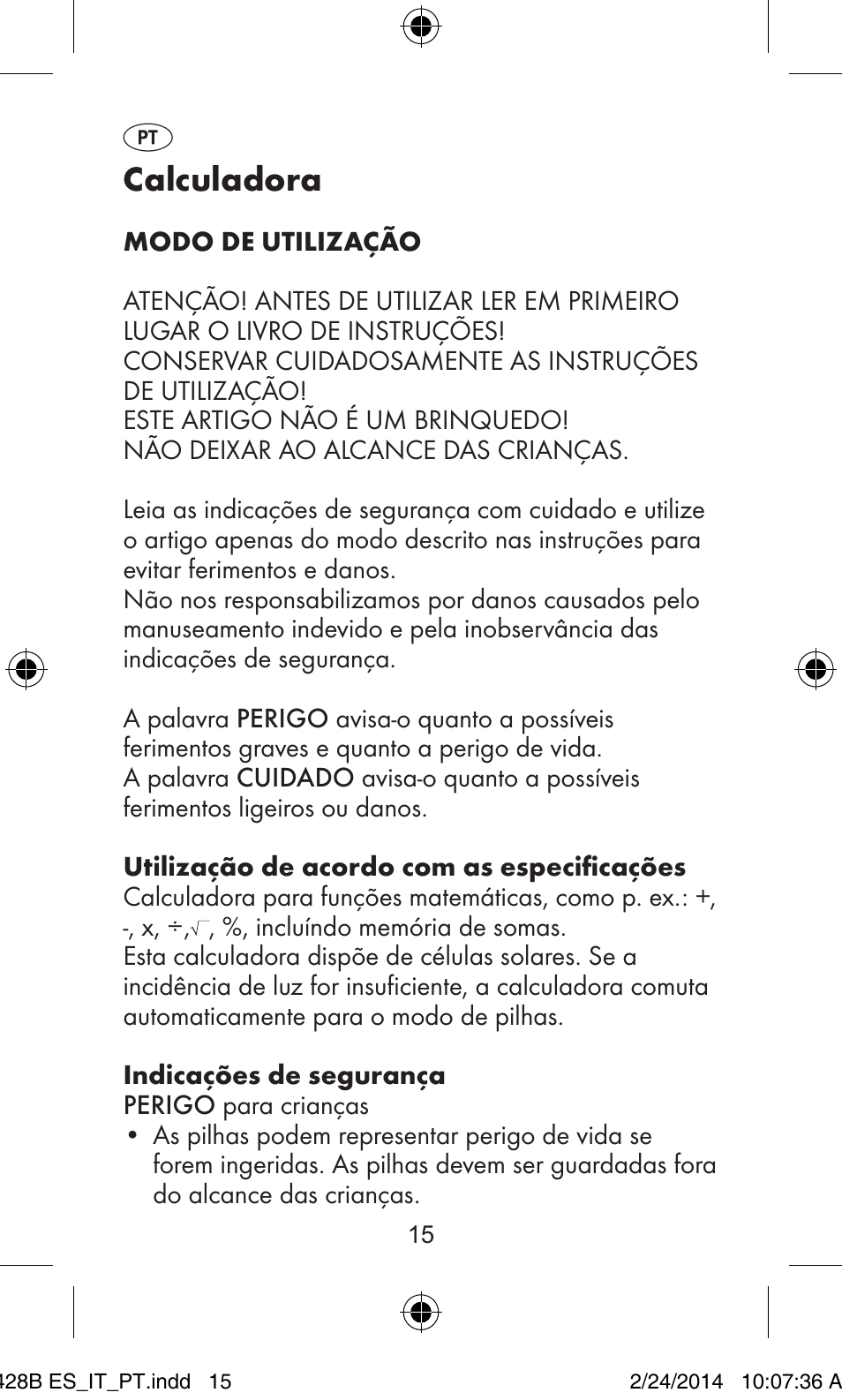 Calculadora | United Office Z32070B User Manual | Page 15 / 34