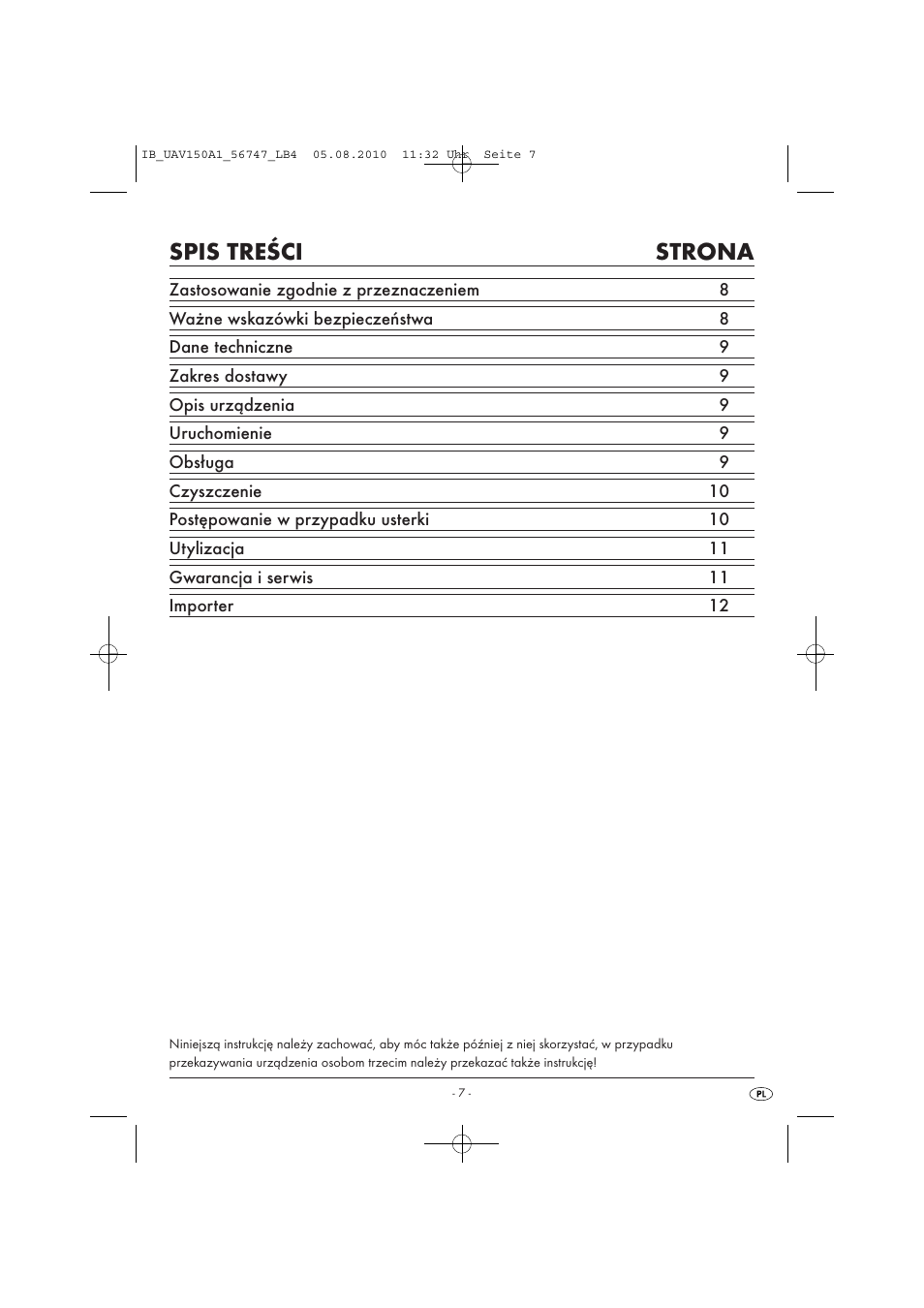 United Office UAV 150 A1 User Manual | Page 9 / 44