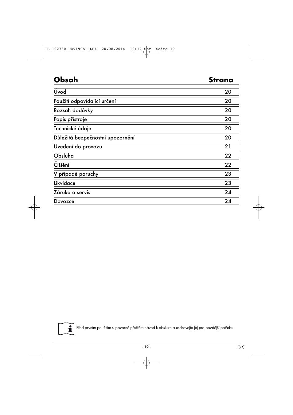 United Office UAV 190 A1 User Manual | Page 22 / 40