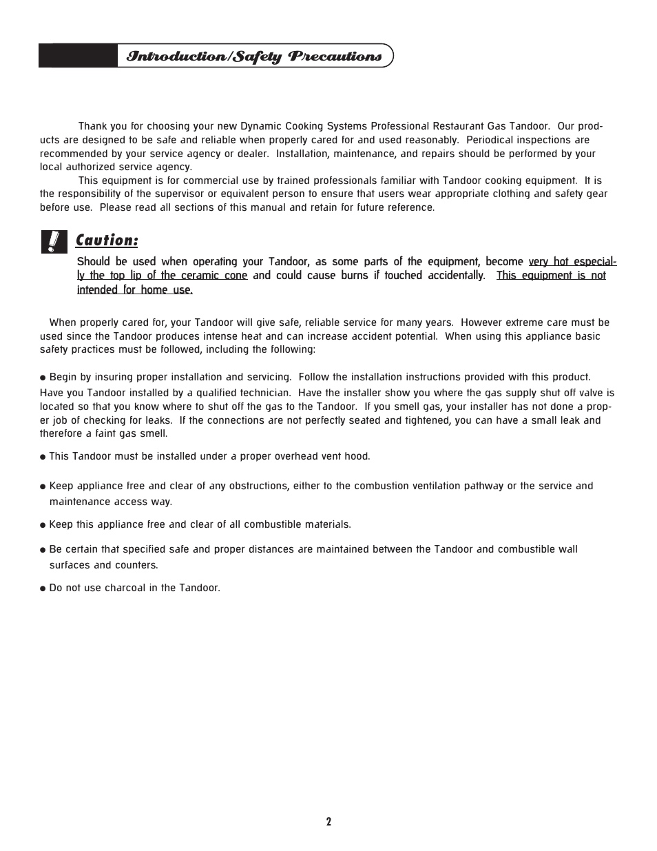 Introduction/safety precautions, Caution | DCS -CGT User Manual | Page 3 / 14