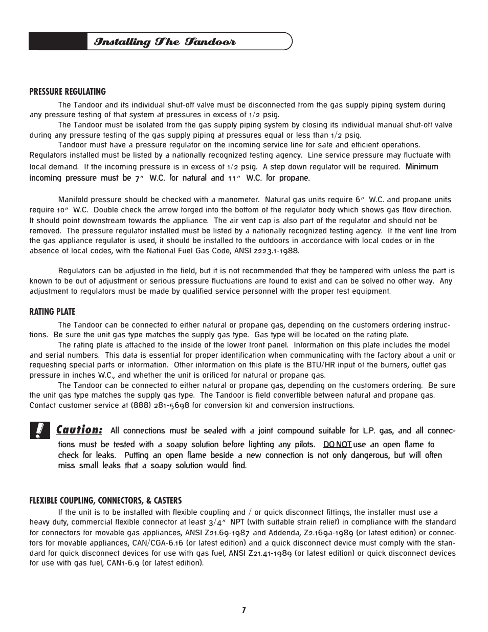 Installing the tandoor, Caution | DCS -CGT User Manual | Page 8 / 14