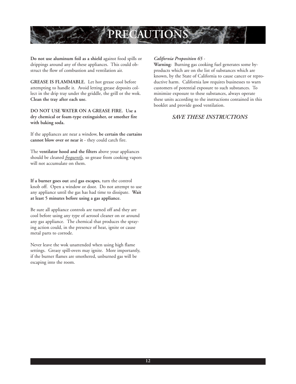 Header, Precautions | DCS C-24W User Manual | Page 13 / 18