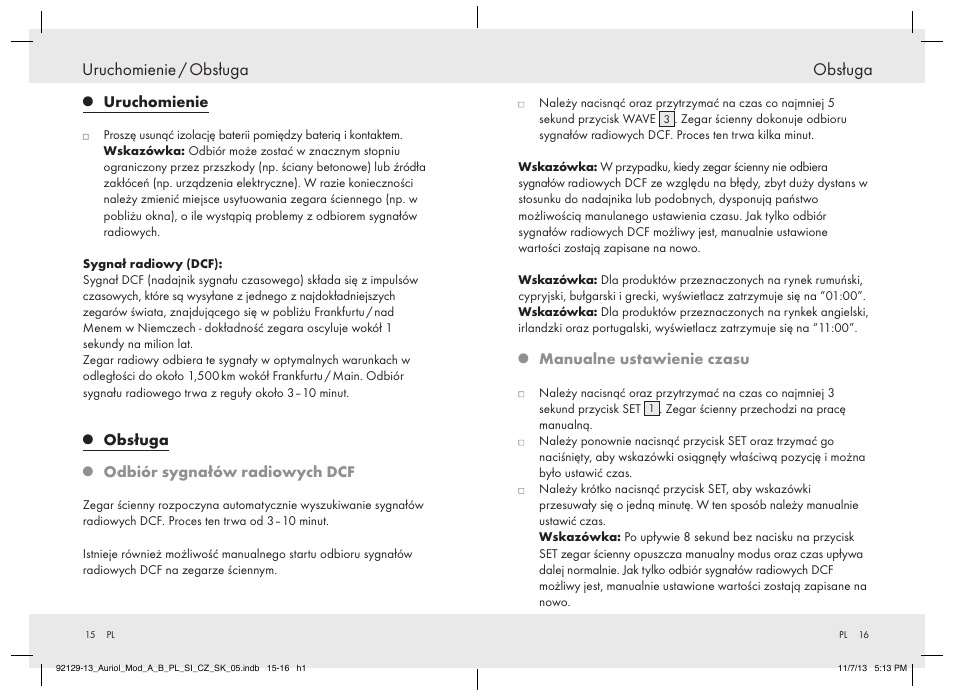 Obsługa, Uruchomienie / obsługa | United Office Z30312A/ Z30312B User Manual | Page 9 / 34