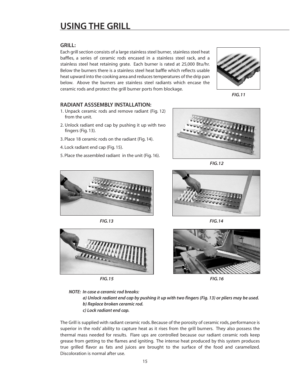 Using the grill | DCS BGB30-BQR User Manual | Page 16 / 38