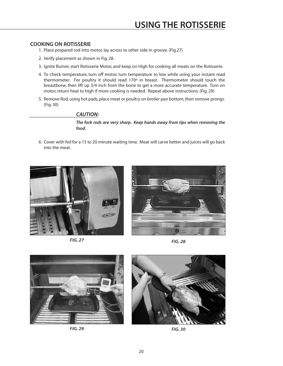 Using the rotisserie | DCS BGB30-BQR User Manual | Page 21 / 38