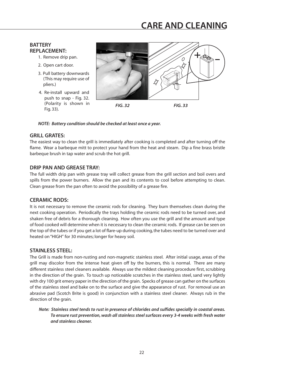 Care and cleaning | DCS BGB30-BQR User Manual | Page 23 / 38