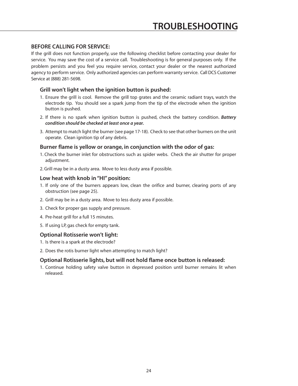 Troubleshooting | DCS BGB30-BQR User Manual | Page 25 / 38