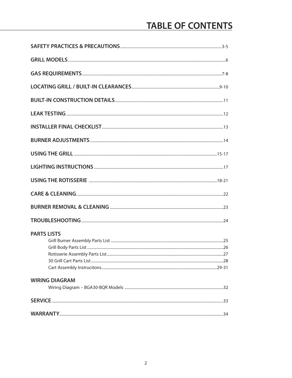 DCS BGB30-BQR User Manual | Page 3 / 38