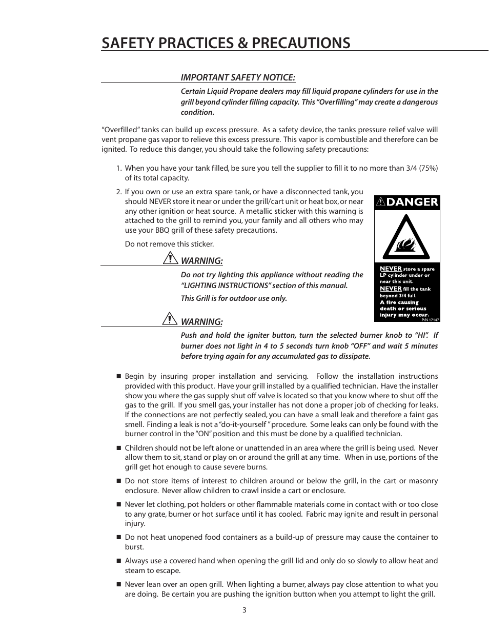 Safety practices & precautions | DCS BGB30-BQR User Manual | Page 4 / 38