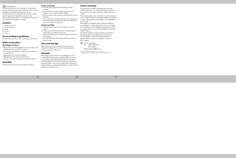Zoofari Scratching Board User Manual | Page 2 / 2