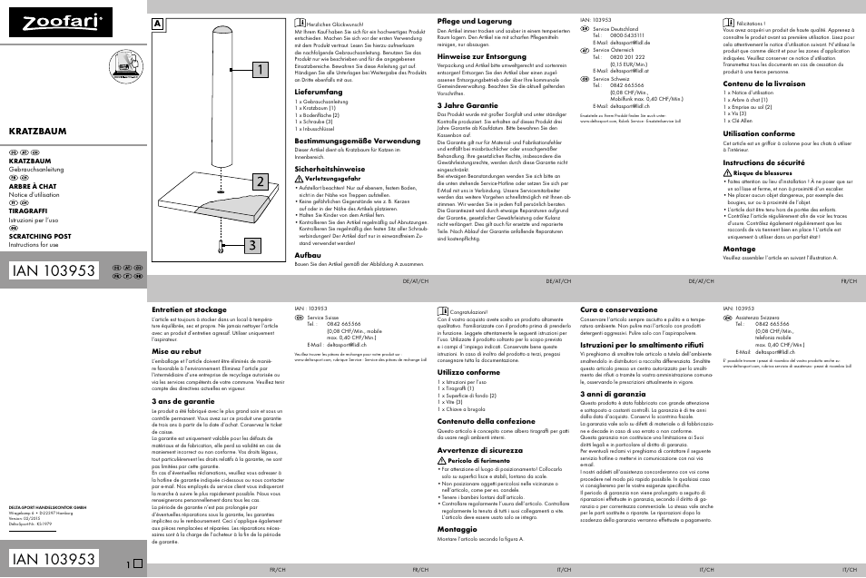 Zoofari Scratching Post User Manual | 2 pages