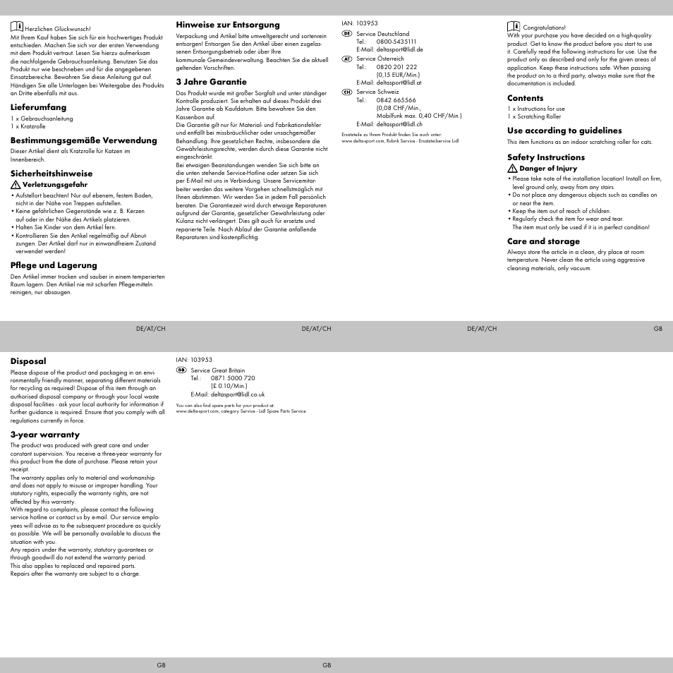 Zoofari Scratching Roller User Manual | Page 2 / 2