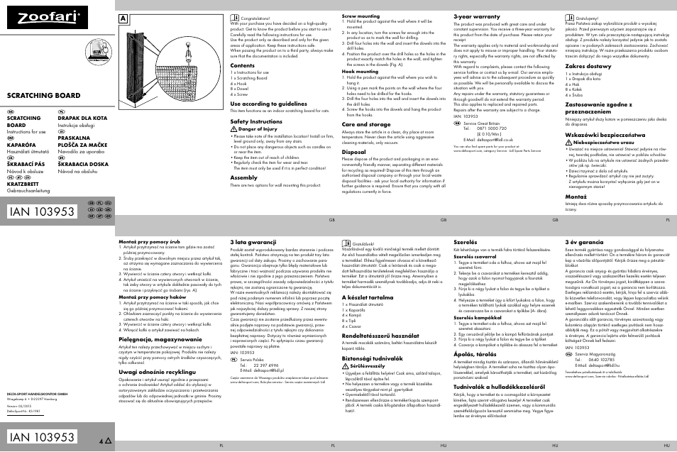 Zoofari Scratching Board User Manual | 2 pages