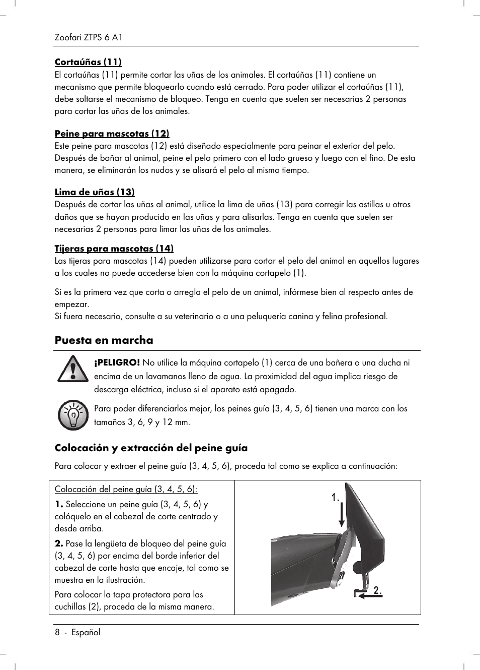 Puesta en marcha | Zoofari Pet Grooming Set ZTPS 6 A1 User Manual | Page 10 / 40