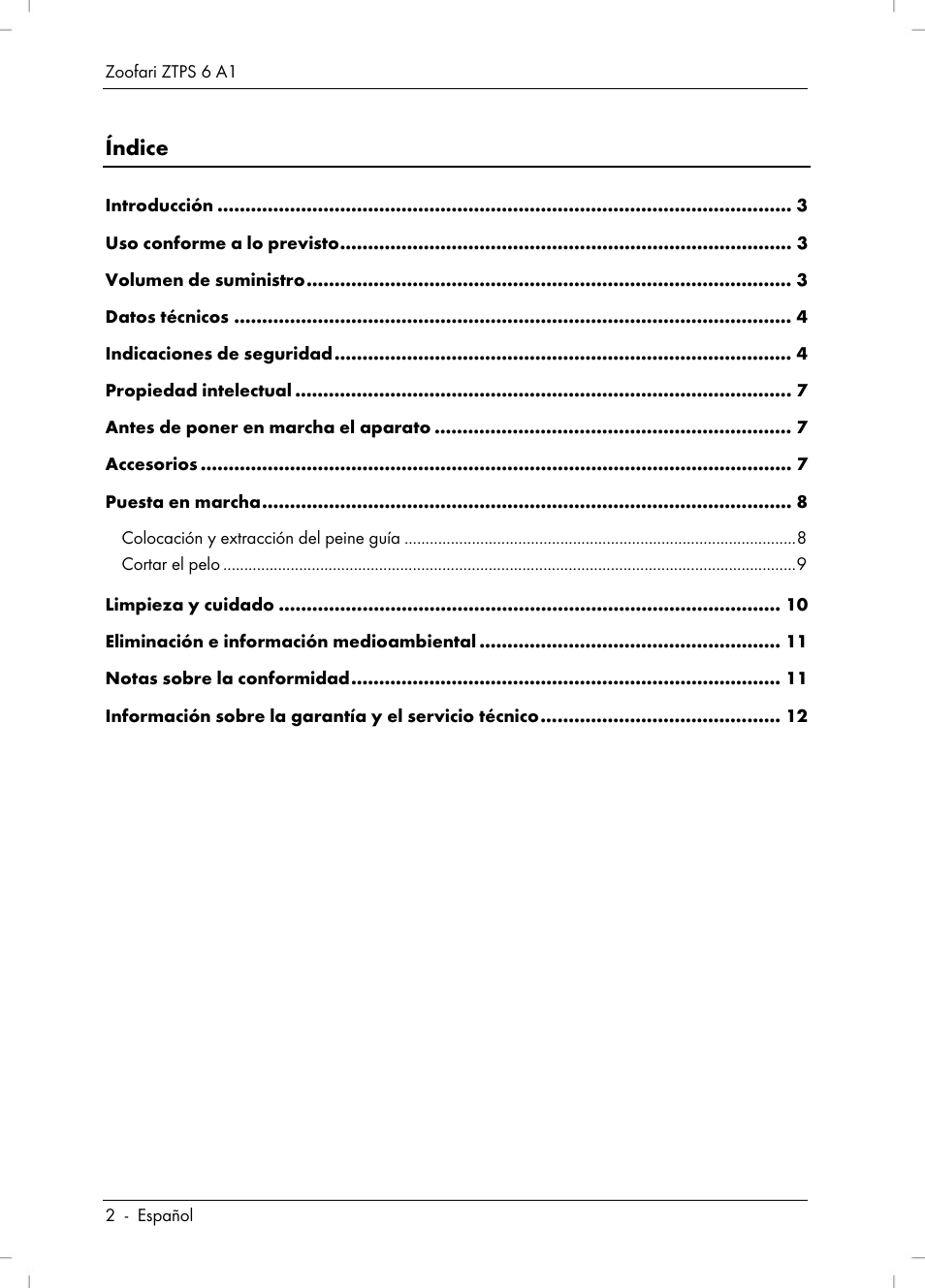 Zoofari Pet Grooming Set ZTPS 6 A1 User Manual | Page 4 / 40