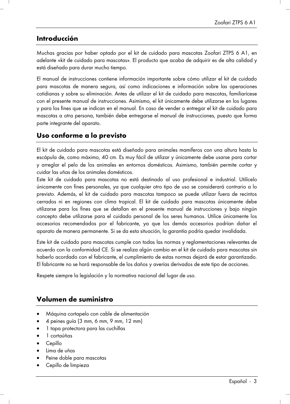 Zoofari Pet Grooming Set ZTPS 6 A1 User Manual | Page 5 / 40