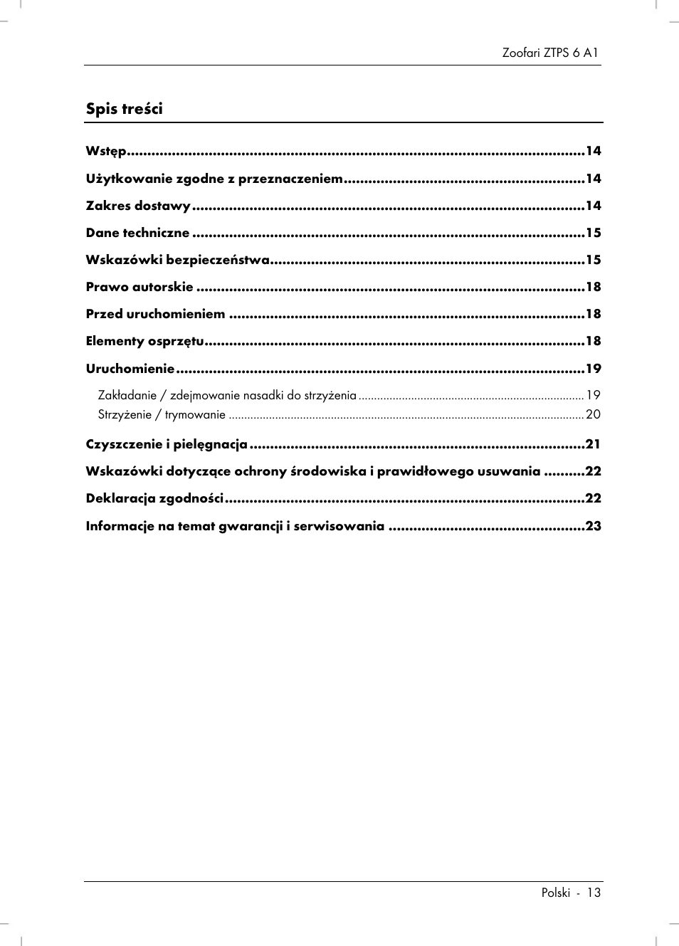 Zoofari Pet Grooming Set ZTPS 6 A1 User Manual | Page 15 / 84