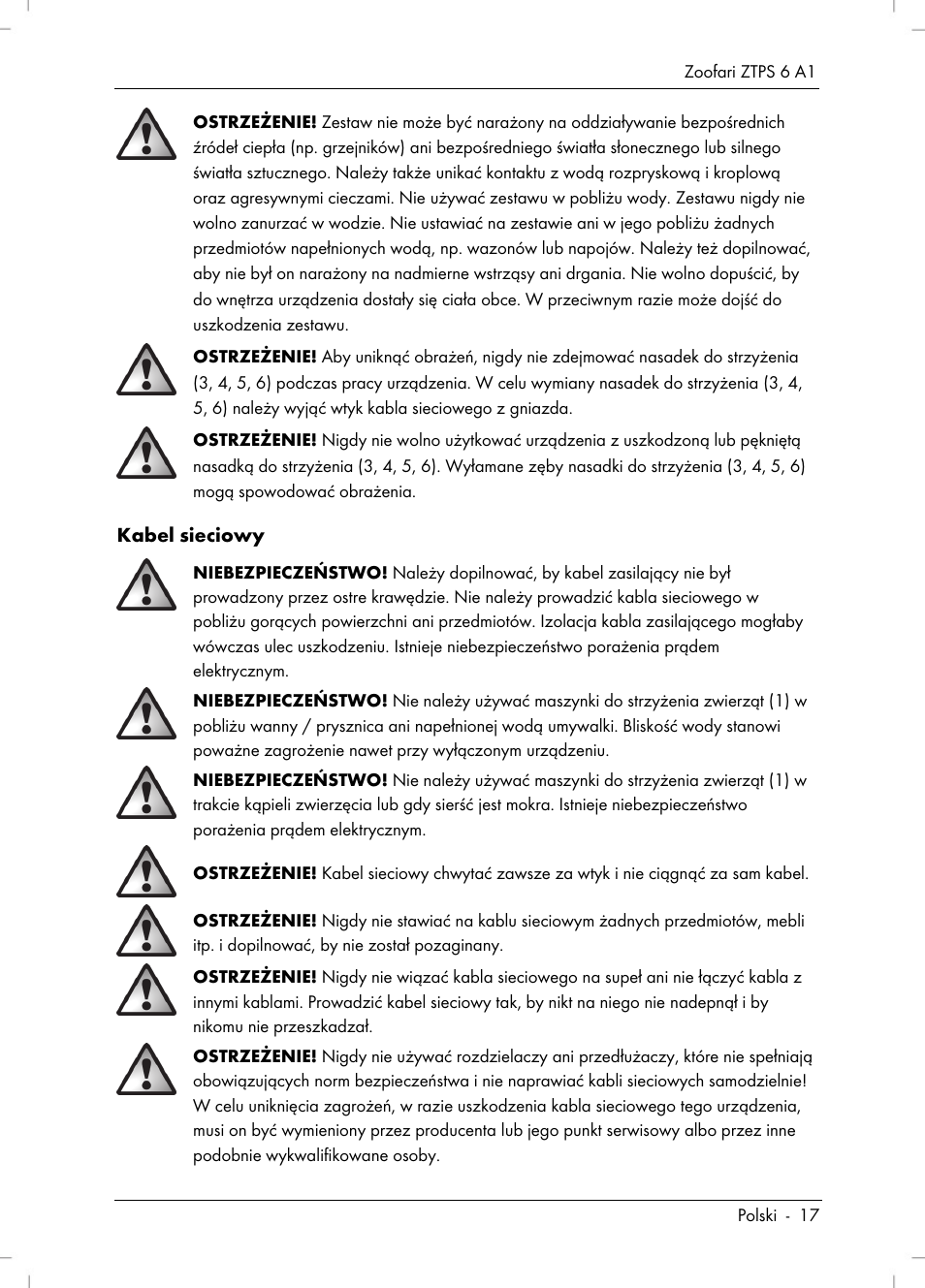 Zoofari Pet Grooming Set ZTPS 6 A1 User Manual | Page 19 / 84