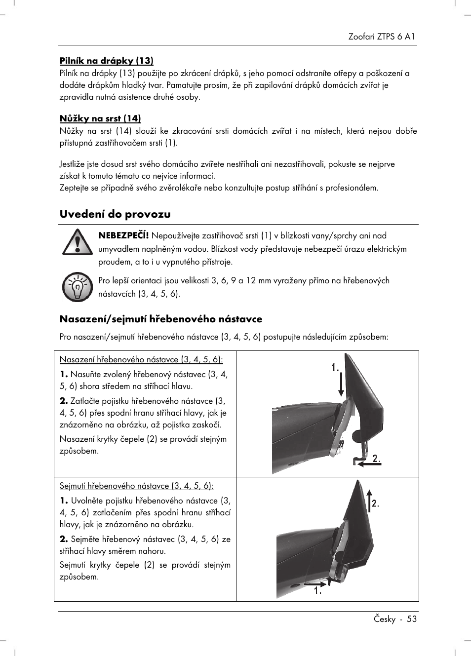 Uvedení do provozu | Zoofari Pet Grooming Set ZTPS 6 A1 User Manual | Page 55 / 84