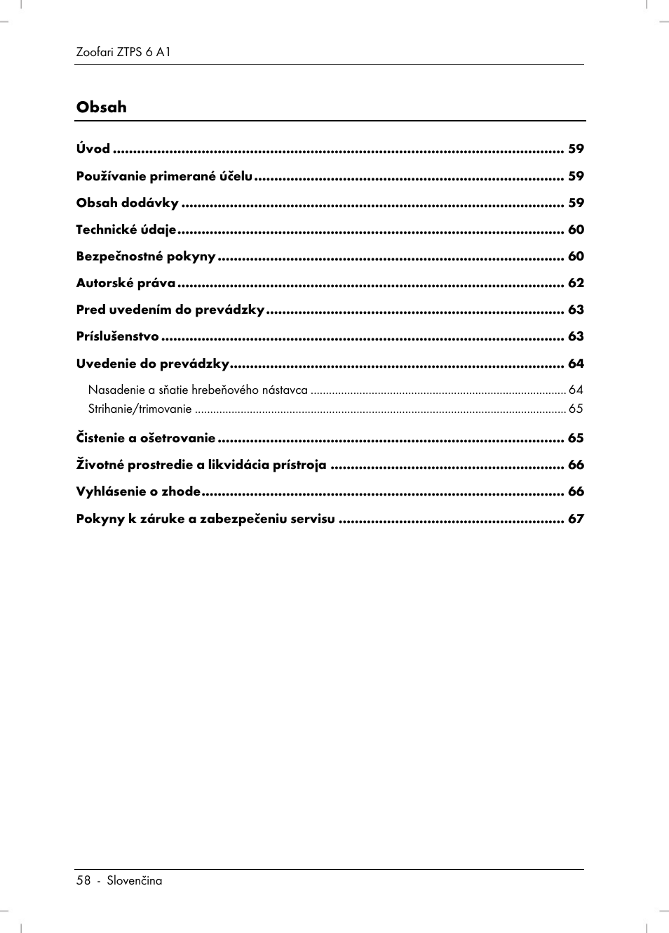 Zoofari Pet Grooming Set ZTPS 6 A1 User Manual | Page 60 / 84