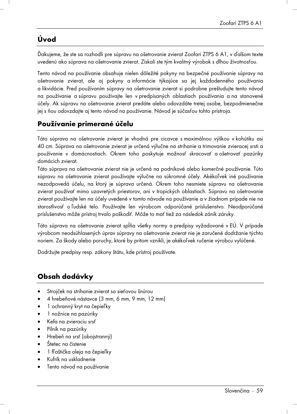 Zoofari Pet Grooming Set ZTPS 6 A1 User Manual | Page 61 / 84