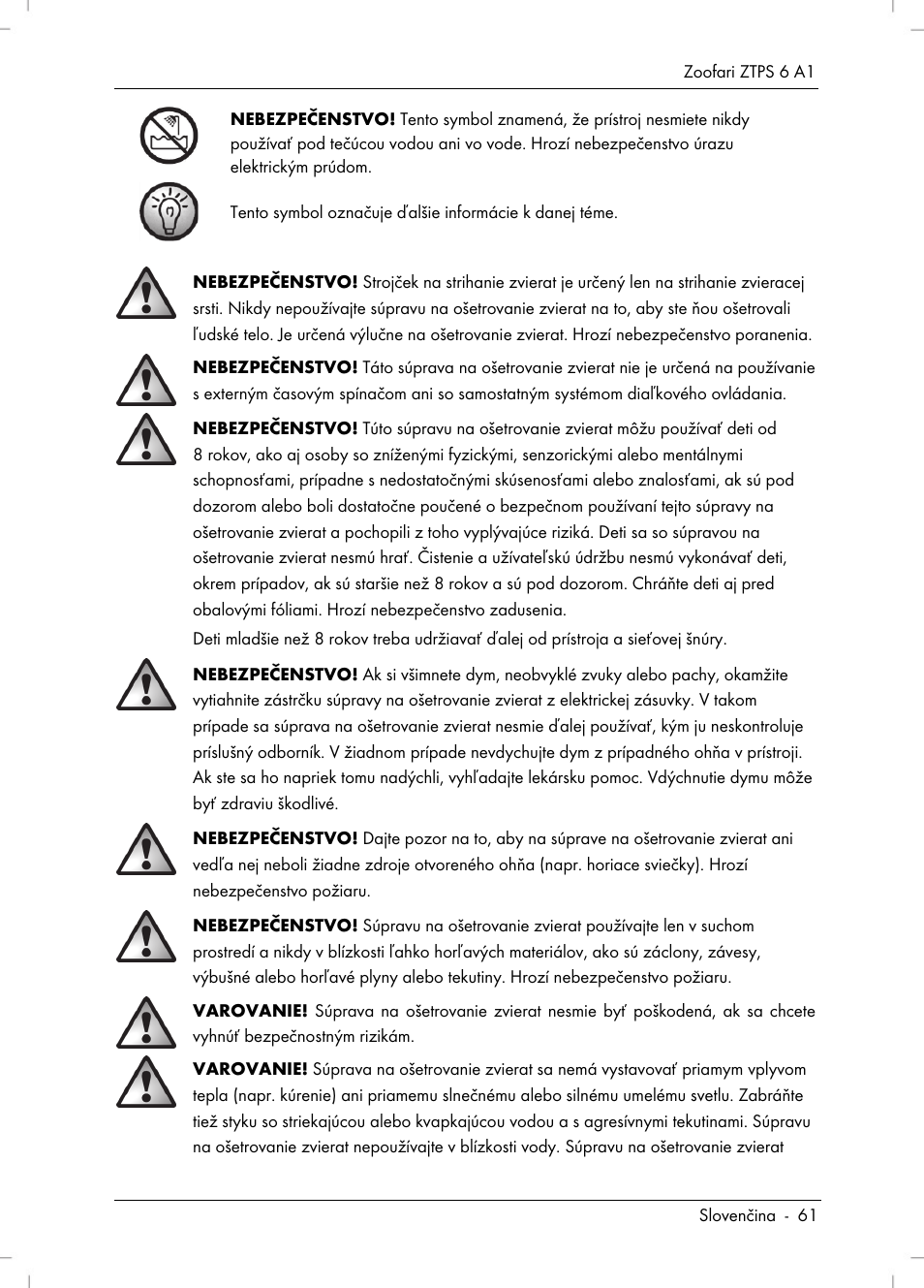 Zoofari Pet Grooming Set ZTPS 6 A1 User Manual | Page 63 / 84
