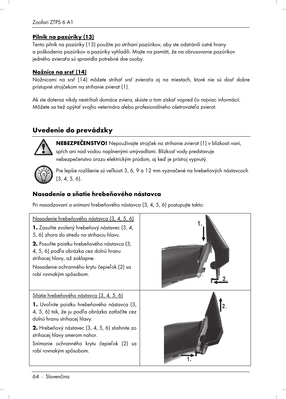 Uvedenie do prevádzky | Zoofari Pet Grooming Set ZTPS 6 A1 User Manual | Page 66 / 84