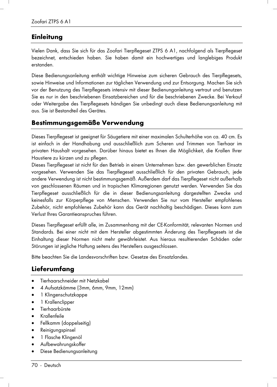 Zoofari Pet Grooming Set ZTPS 6 A1 User Manual | Page 72 / 84
