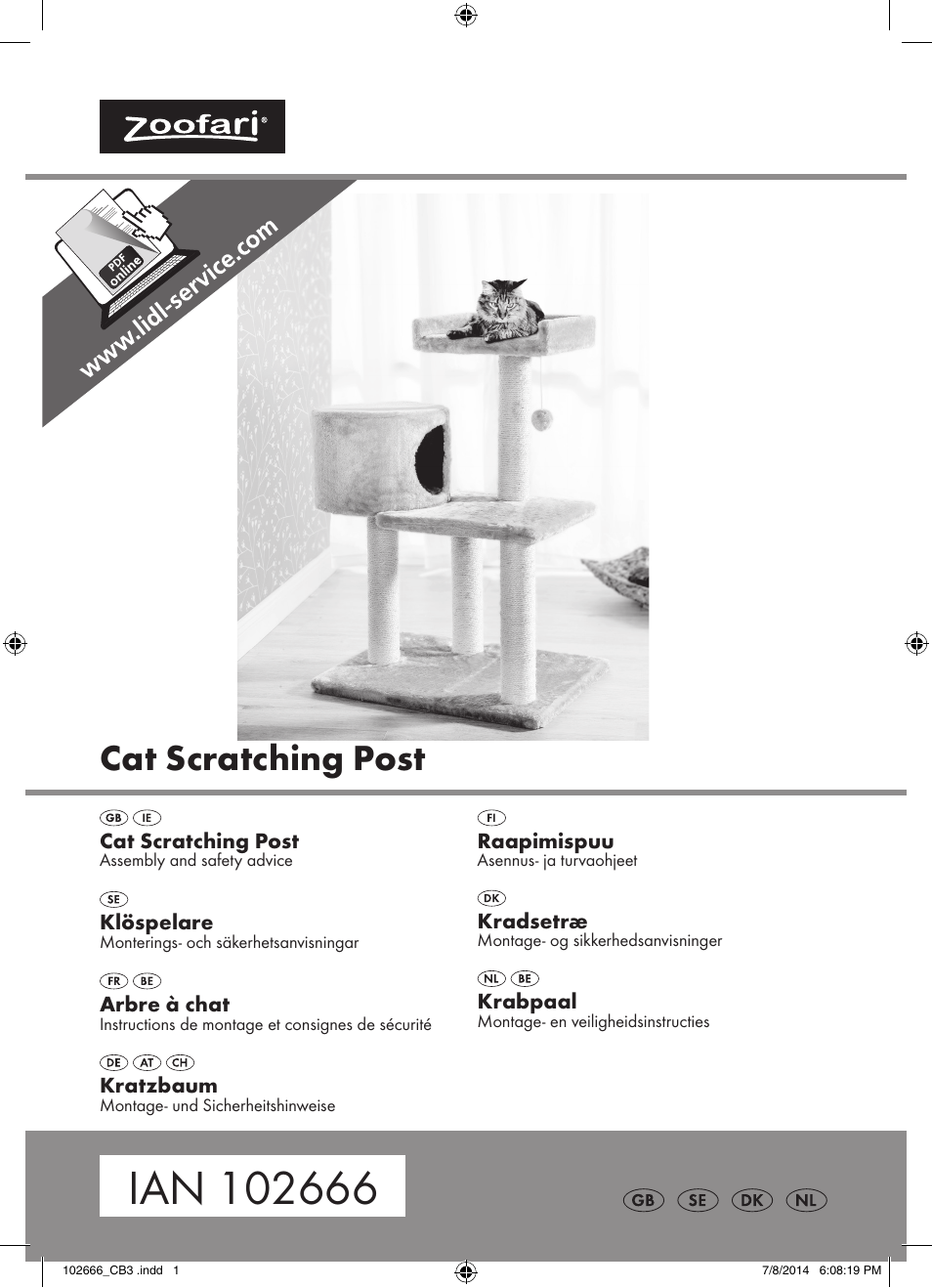 Zoofari Cat Scratching Post 102666-14-01 User Manual | 8 pages