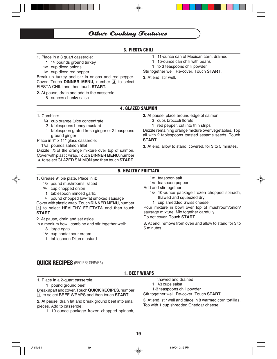 Other cooking features, Quick recipes | DCS MO-24SS User Manual | Page 20 / 32