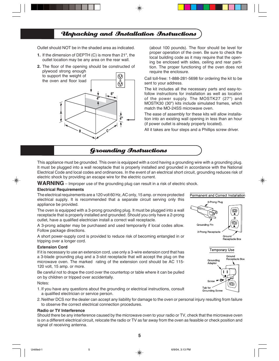 Warning | DCS MO-24SS User Manual | Page 6 / 32