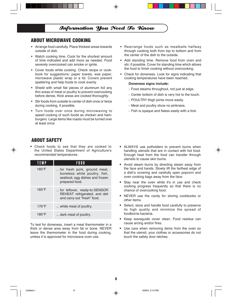 Information you need to know, About microwave cooking, About safety | DCS MO-24SS User Manual | Page 9 / 32