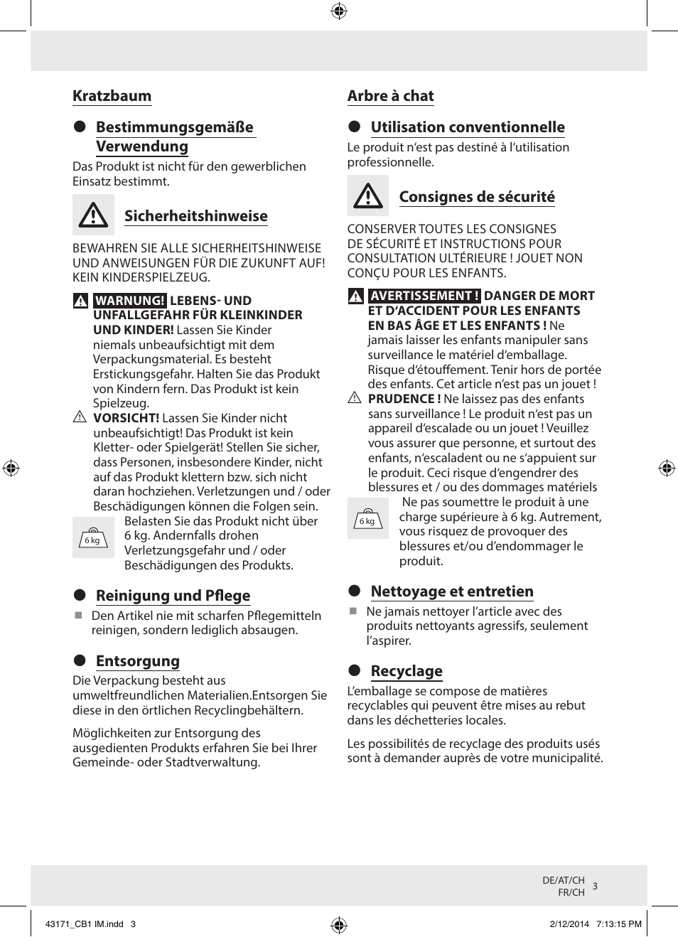 Zoofari Scratching Post Z30853 User Manual | Page 3 / 6