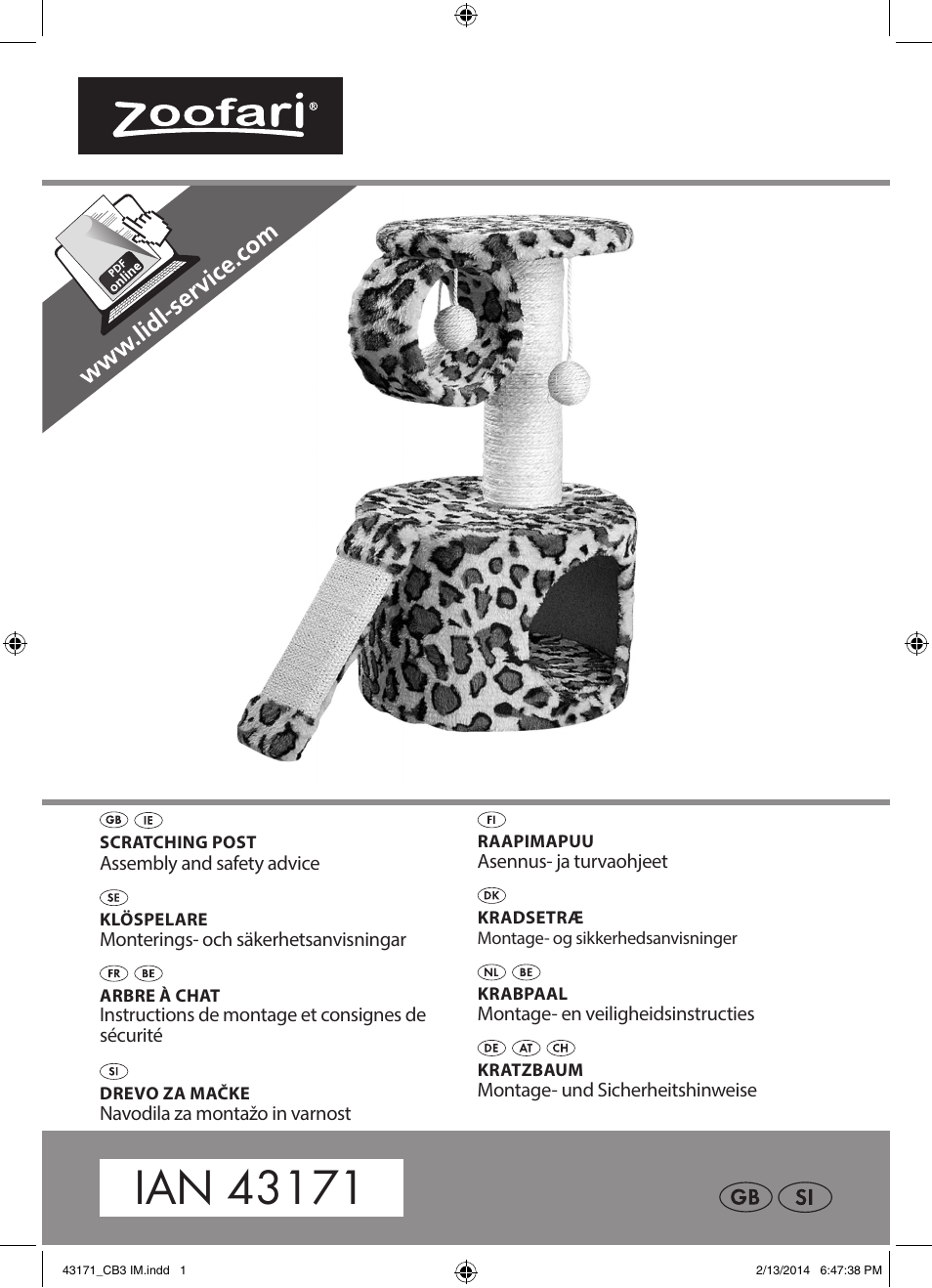 Zoofari Scratching Post Z30853 User Manual | 8 pages