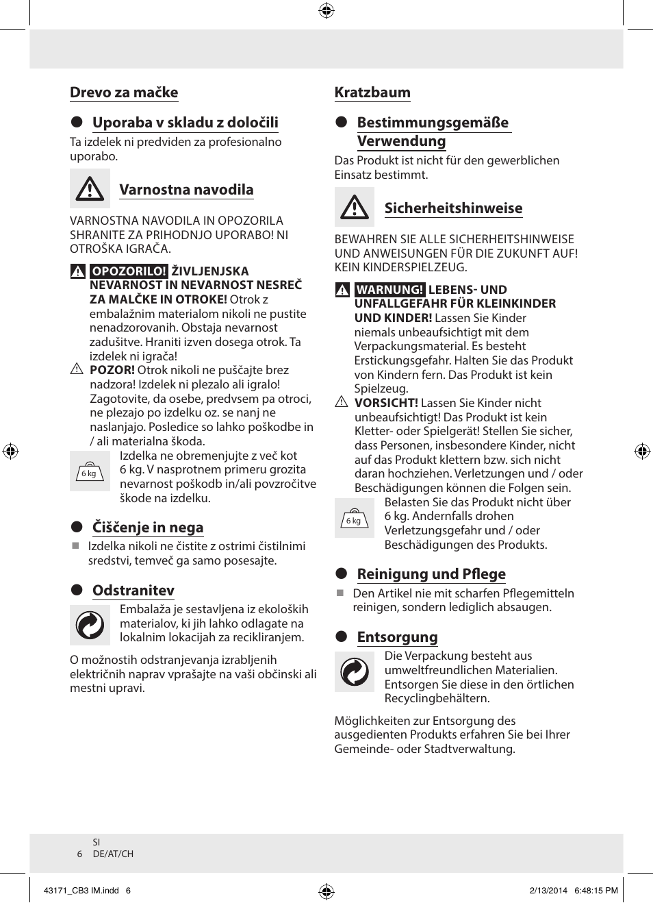 Zoofari Scratching Post Z30853 User Manual | Page 6 / 8