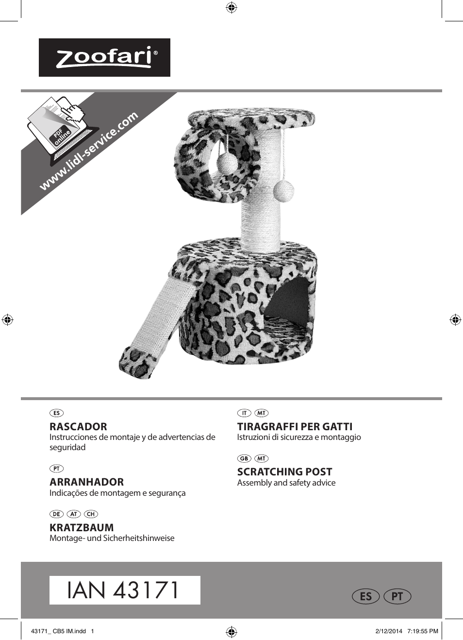 Zoofari Scratching Post Z30853 User Manual | 7 pages