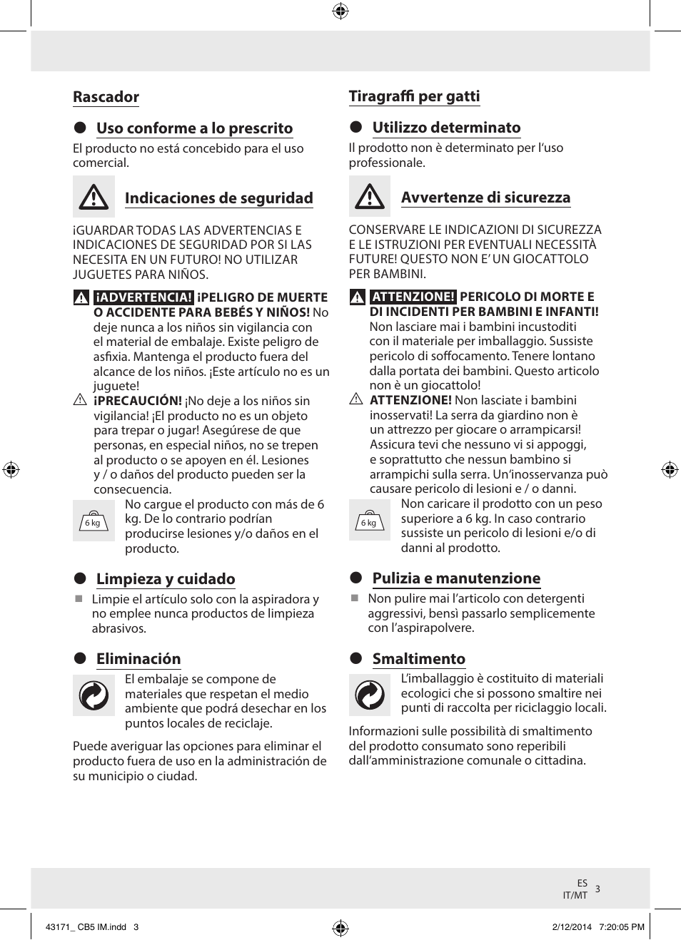 Zoofari Scratching Post Z30853 User Manual | Page 3 / 7
