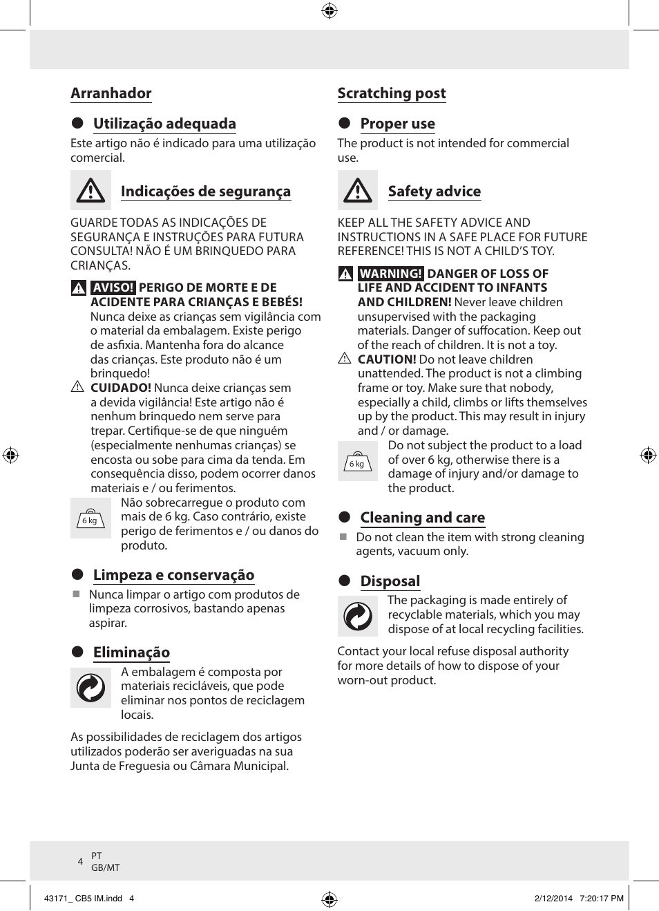 Zoofari Scratching Post Z30853 User Manual | Page 4 / 7