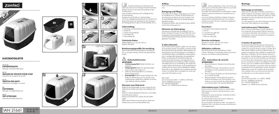 Zoofari CAT LITTER BOX User Manual | 2 pages